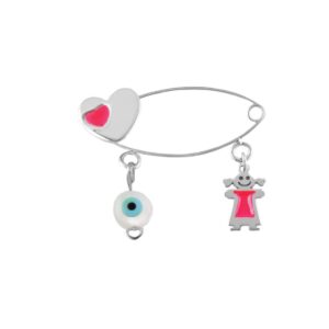 Kids Gold Safety Pin with Zircons & Enamel