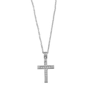 Gold Cross with Zircons with Chain 9K
