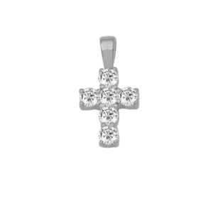 Silver Cross with Zircons