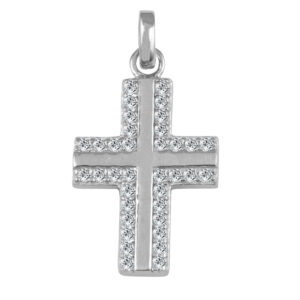 Silver Cross with Zircons