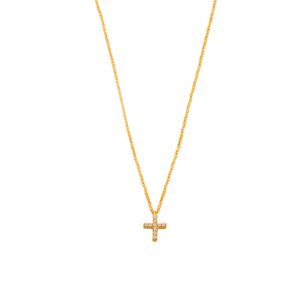 Gold Cross with Lab Diamonds with Chain 14K