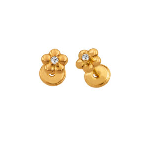 Gold Kids Earrings with Zircons