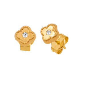 Gold Earrings with Zircons