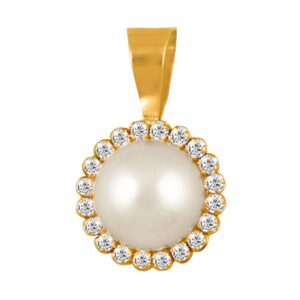 Gold Pendant with Zircons & Pearls