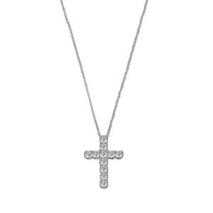 Gold Cross with Lab Diamonds with Chain 14K