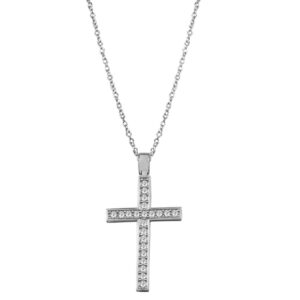 Gold Cross with Zircons with Chain 9K