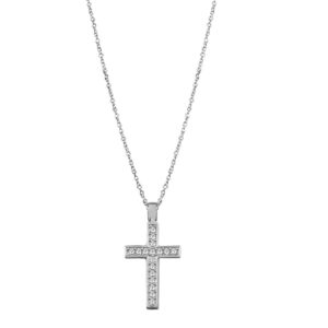 Gold Cross with Zircons with Chain 14K