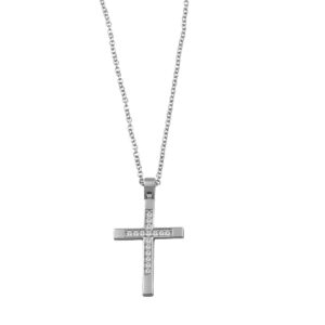 Gold Cross with Zircons with Chain 9K