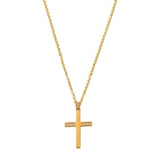 Gold Cross with Zircons with Chain 9K