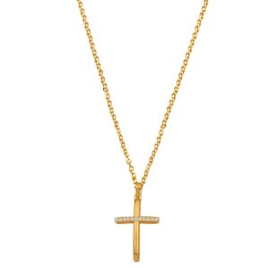 Gold Cross with Zircons with Chain 9K