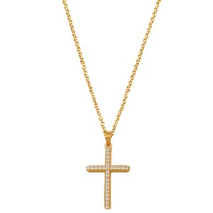Gold Cross with Zircons with Chain 9K