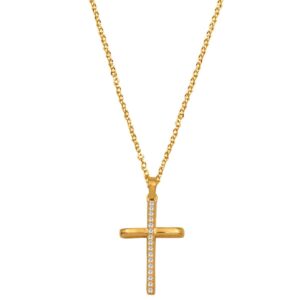 Gold Cross with Zircons with Chain 9K