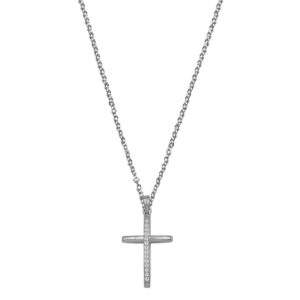 Gold Cross with Zircons with Chain 9K
