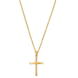 Gold Cross with Zircons with Chain 9K