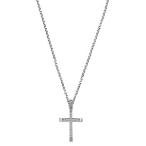 Gold Cross with Zircons with Chain 9K