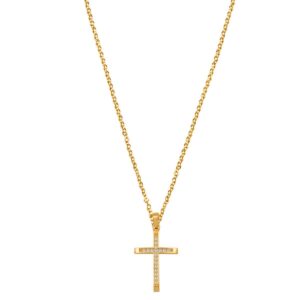 Gold Cross with Zircons with Chain 9K