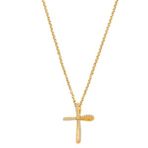 Gold Cross with Zircons with Chain 9K
